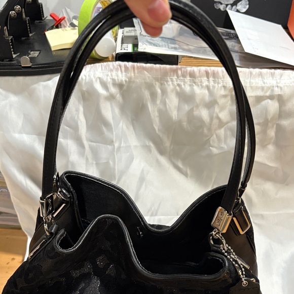 Coach Black Leopard Print Women's Bag - Picture 6 of 8
